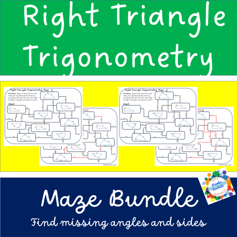 Right Triangle Trigonometry SOH CAH TOA Maze Find Missing Angle Classful
