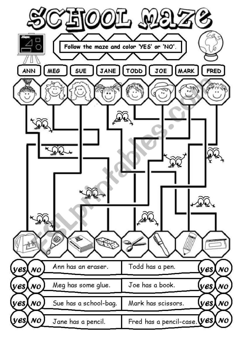 School Maze ESL Worksheet By Gabitza