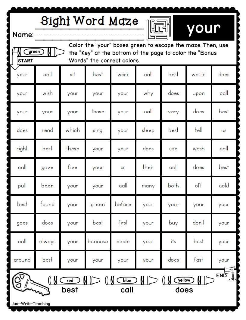 Second Grade Maze Worksheets
