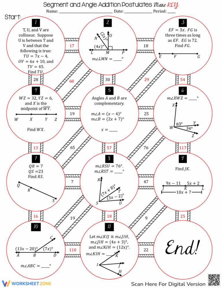 Segment Addition Postulate Worksheets 2025