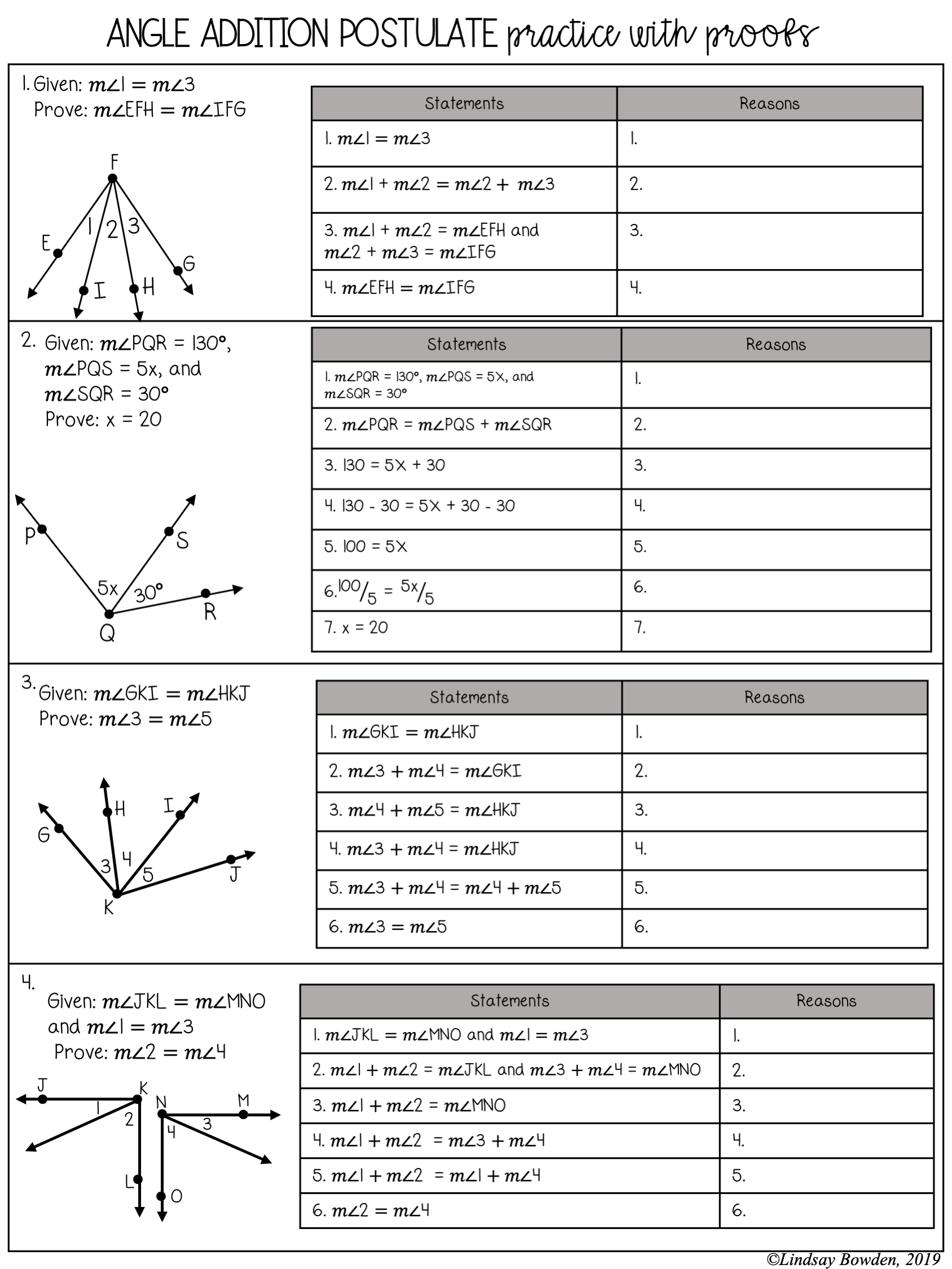 Segment And Angle Addition Postulate Maze Worksheet Answers Key