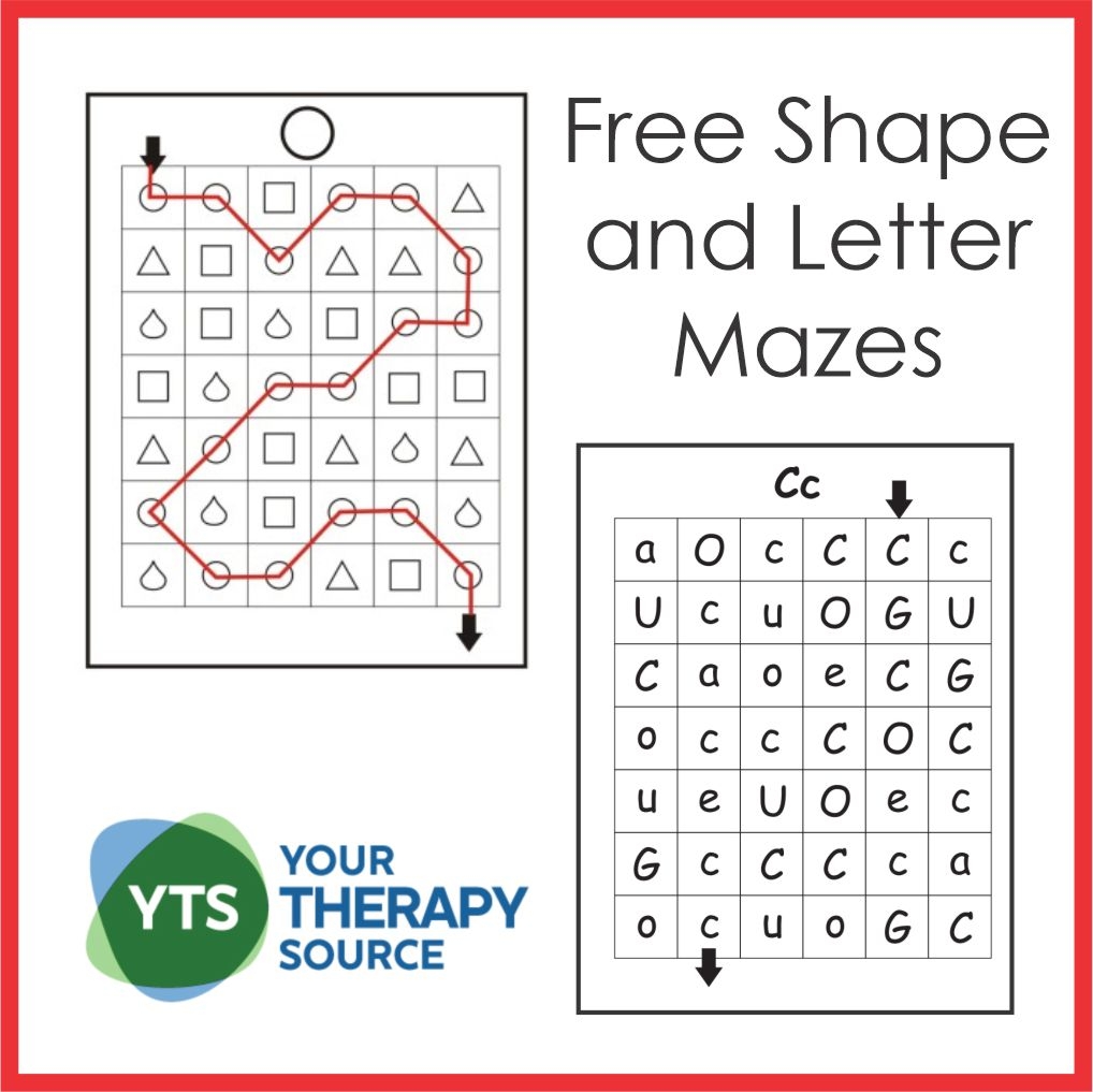 Shape Maze And Letter Maze Free Printables Your Therapy Source