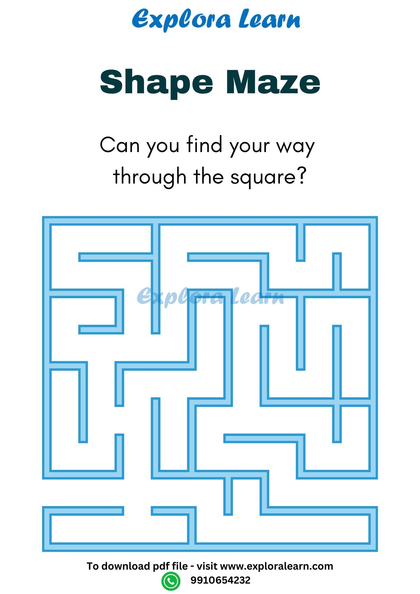 Shapes Maze Worksheet