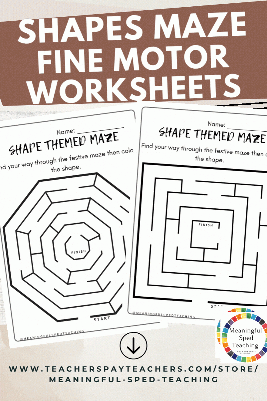 Shapes Mazes Fine Motor And Pre Writing Printable Worksheet