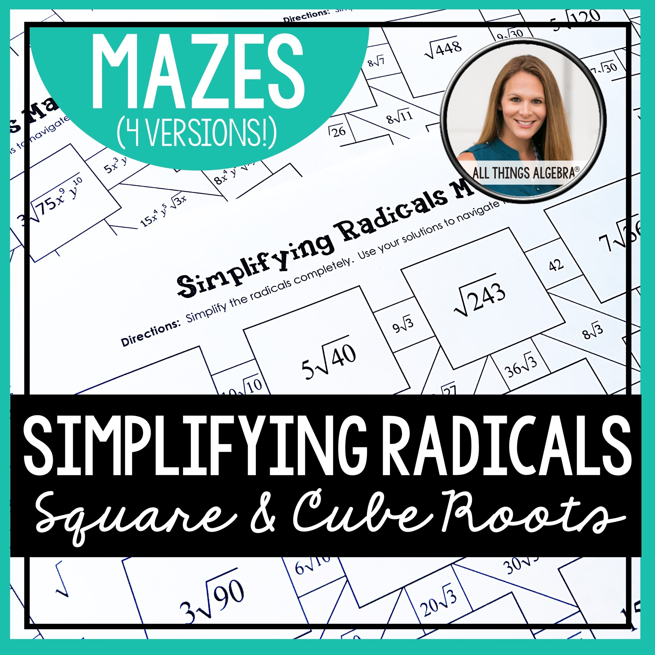 Simplifying Radicals Square U0026 Cube Roots Mazes