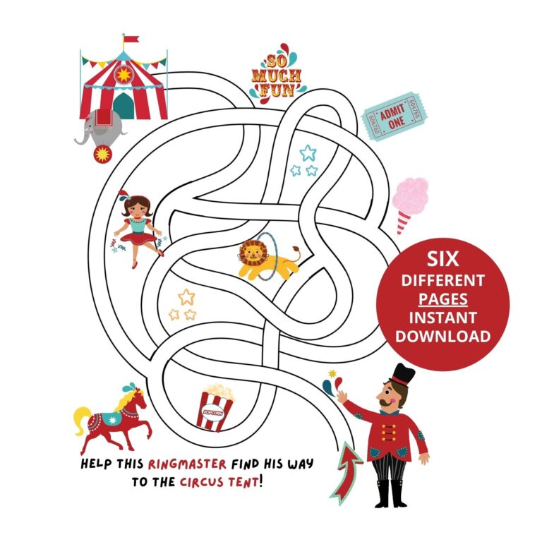 Six Printable Kids Maze Pages Mazes For Kids Ages 4 8