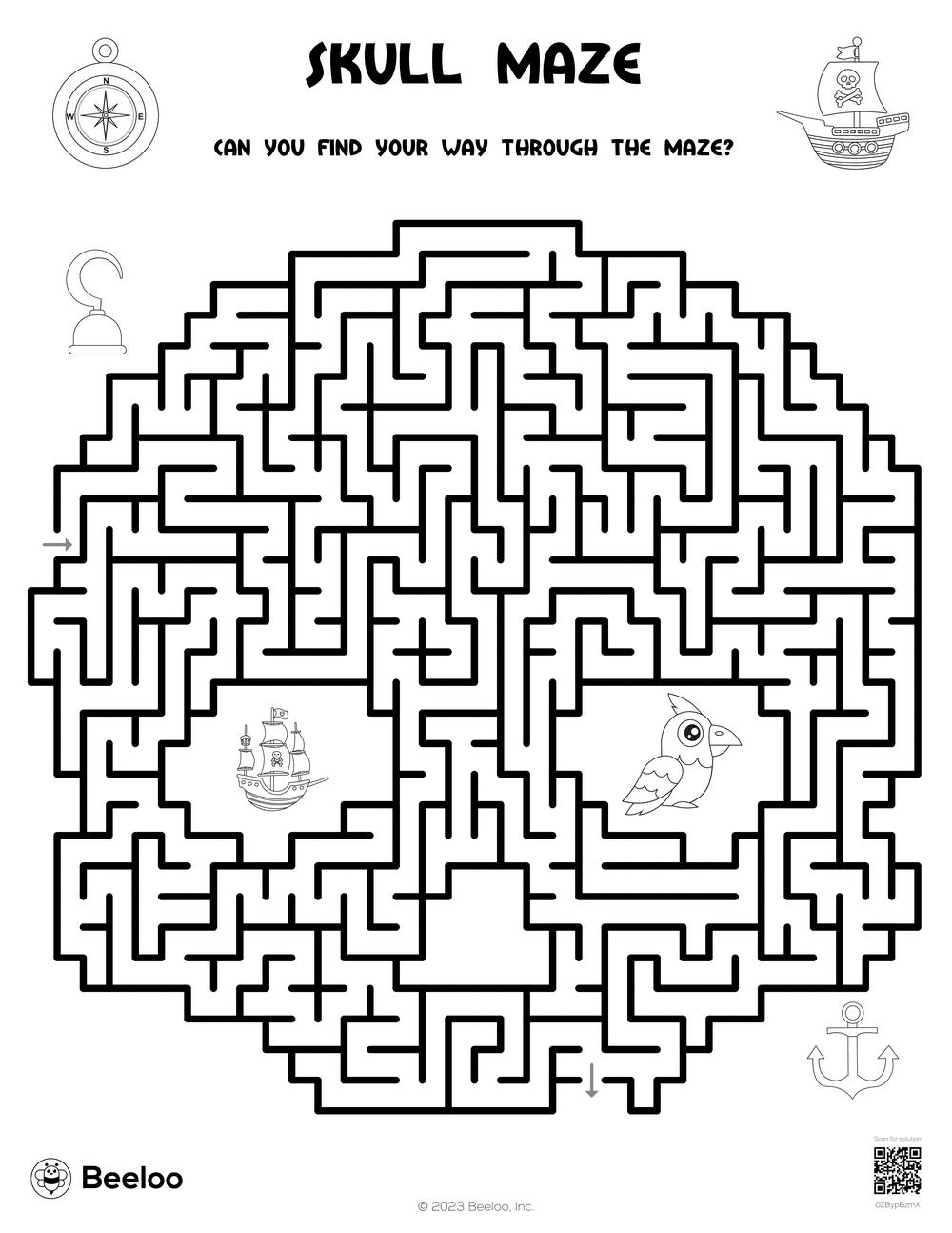 Skull Maze Beeloo Printable Crafts And Activities For Kids