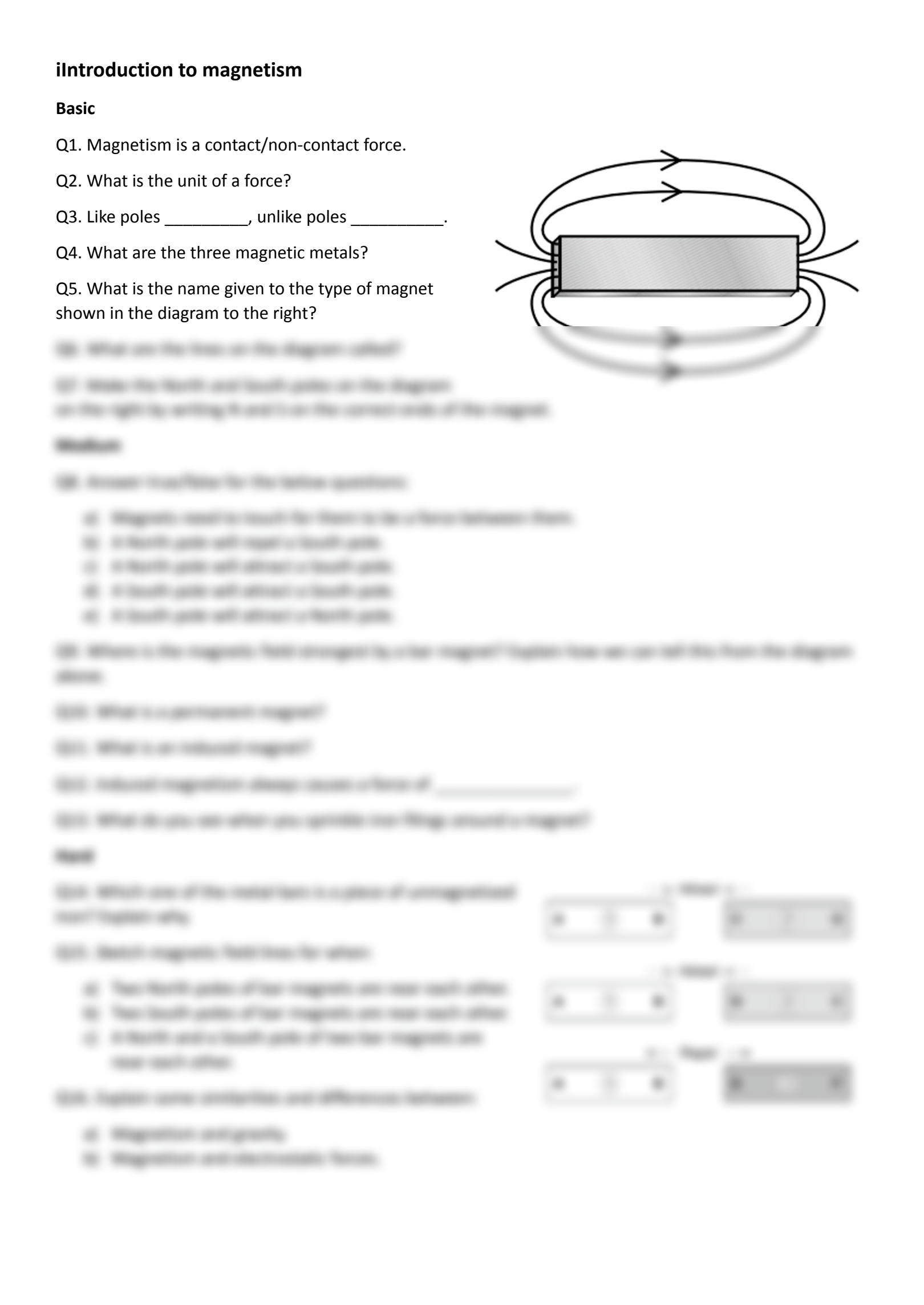 SOLUTION Introduction To Magnetism Worksheet Studypool Worksheets Library