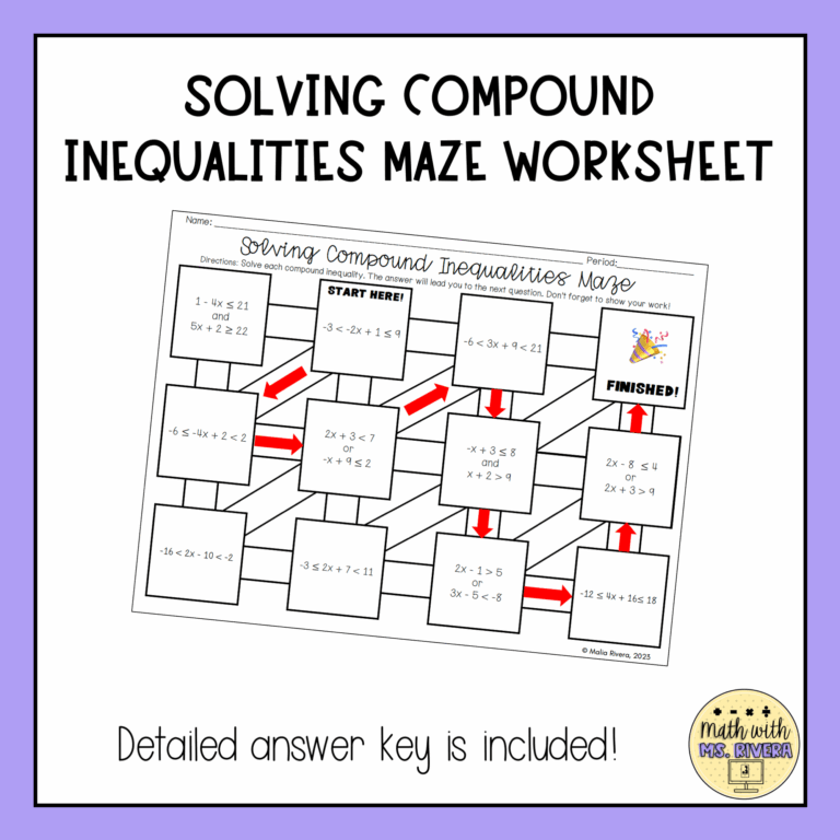 Solving Compound Inequalities Maze Worksheet Made By Teachers