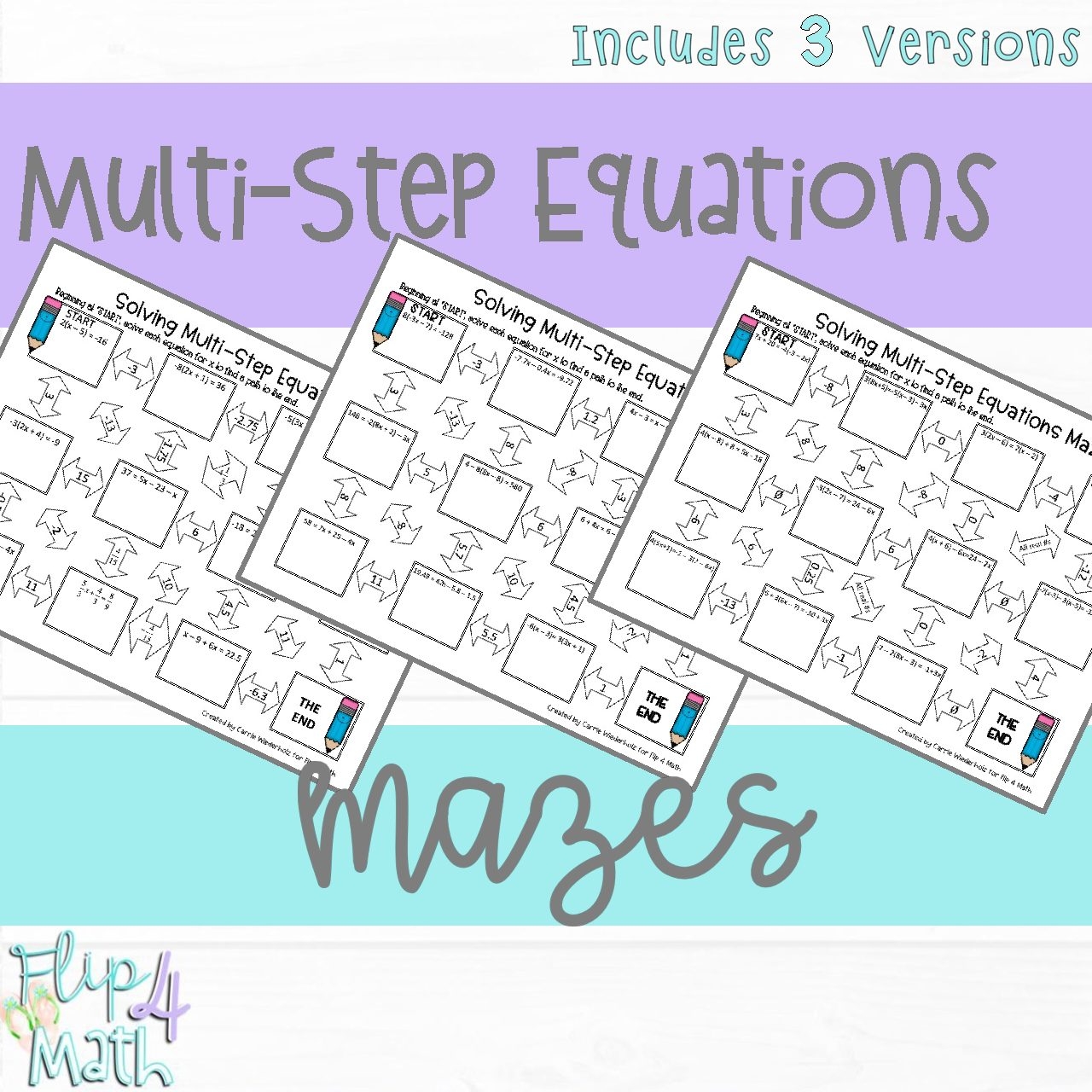 Solving Multi Step Equations Maze Flip4Math