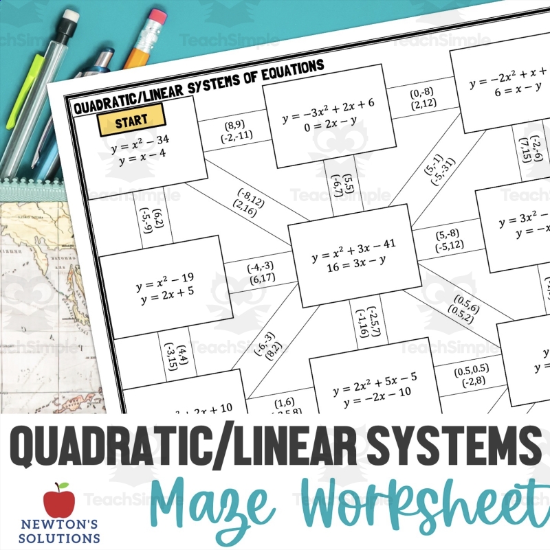 Solving Quadratic And Linear System Of Equations Maze By Teach Simple