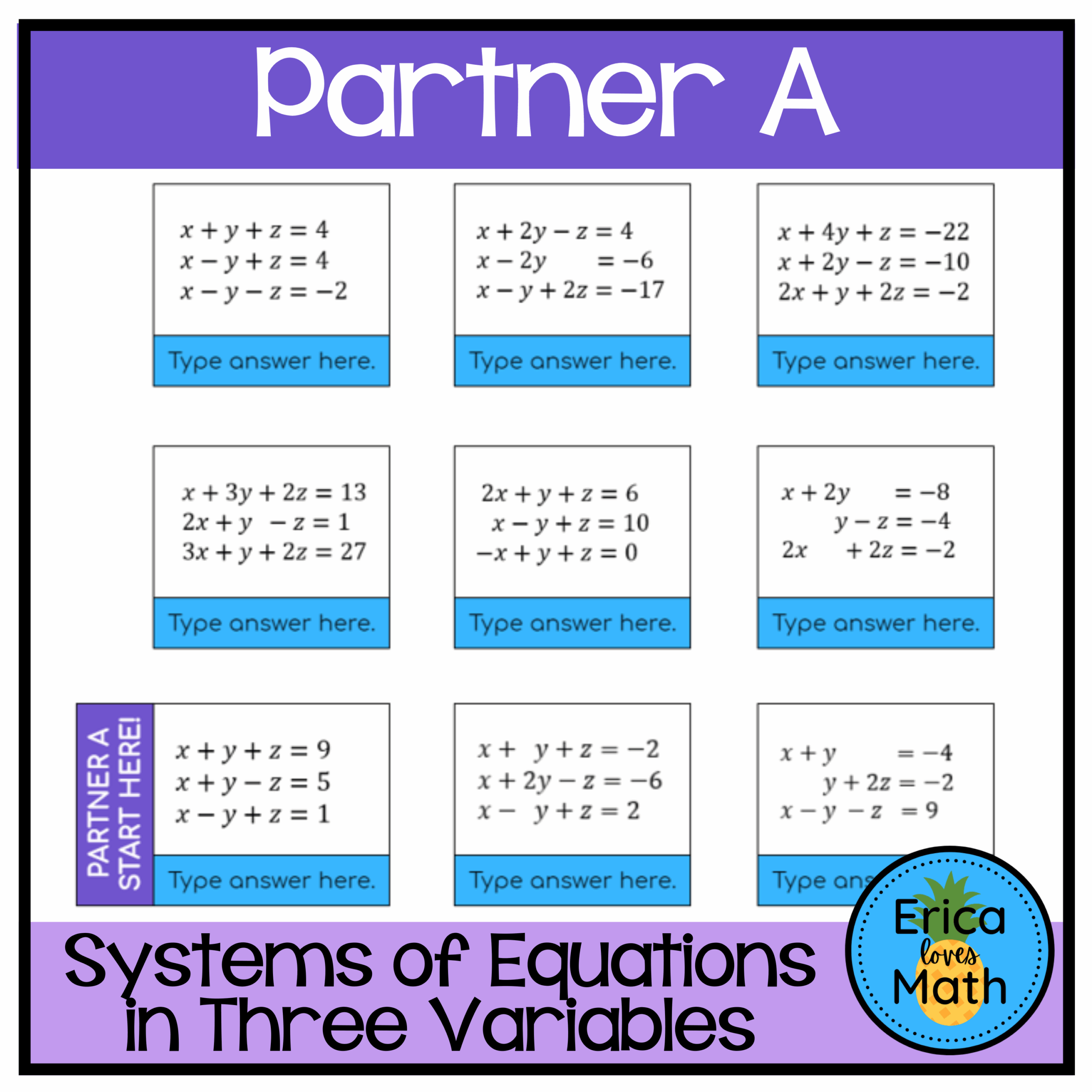 Solving Systems Of Equations In Three Variables Digital Activity 