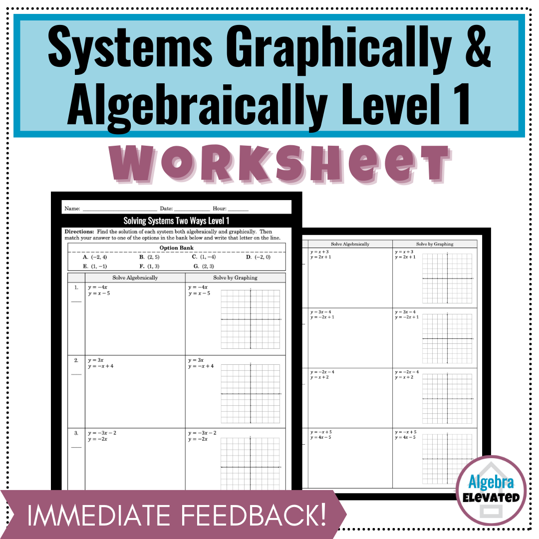 Solving Systems Of Equations With Substitution And Graphically Level 2 Made By Teachers