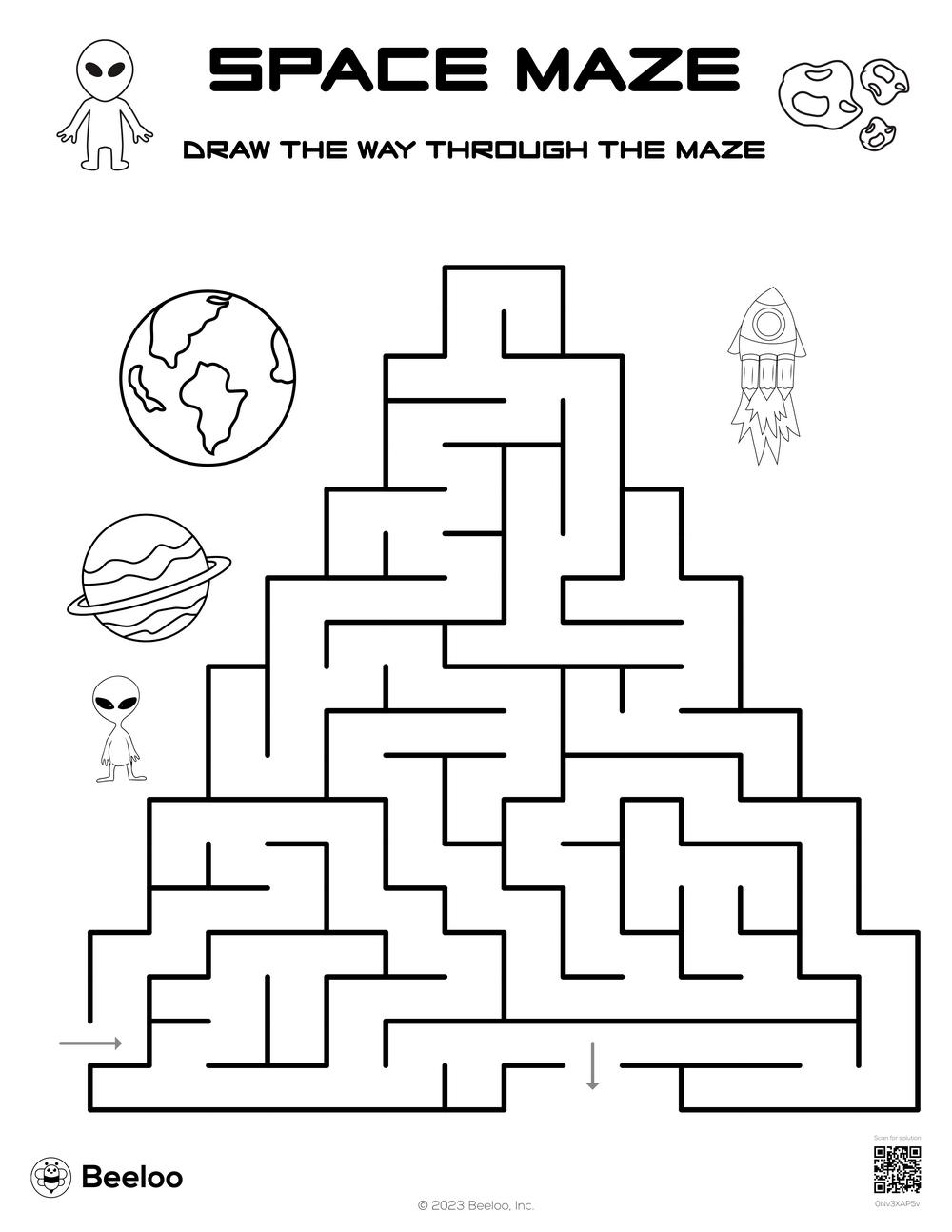 Space themed Mazes Beeloo Printable Crafts And Activities For Kids