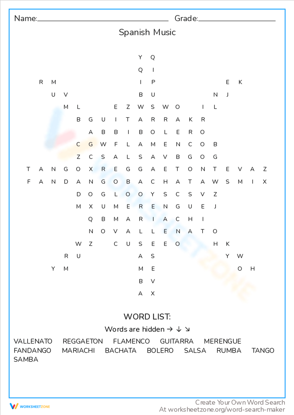 Spanish Word Search