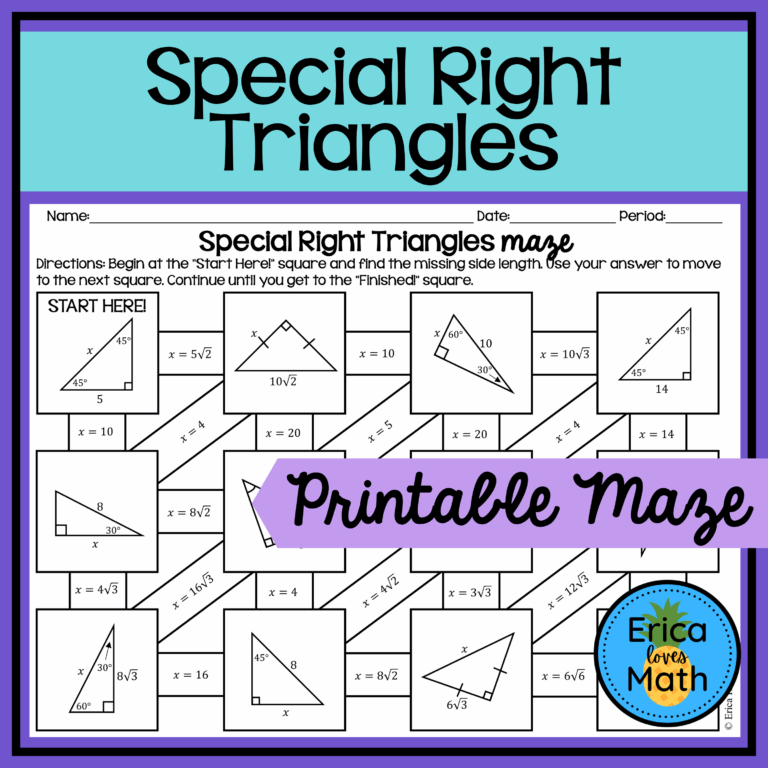 Special Right Triangles Activity Maze Classful