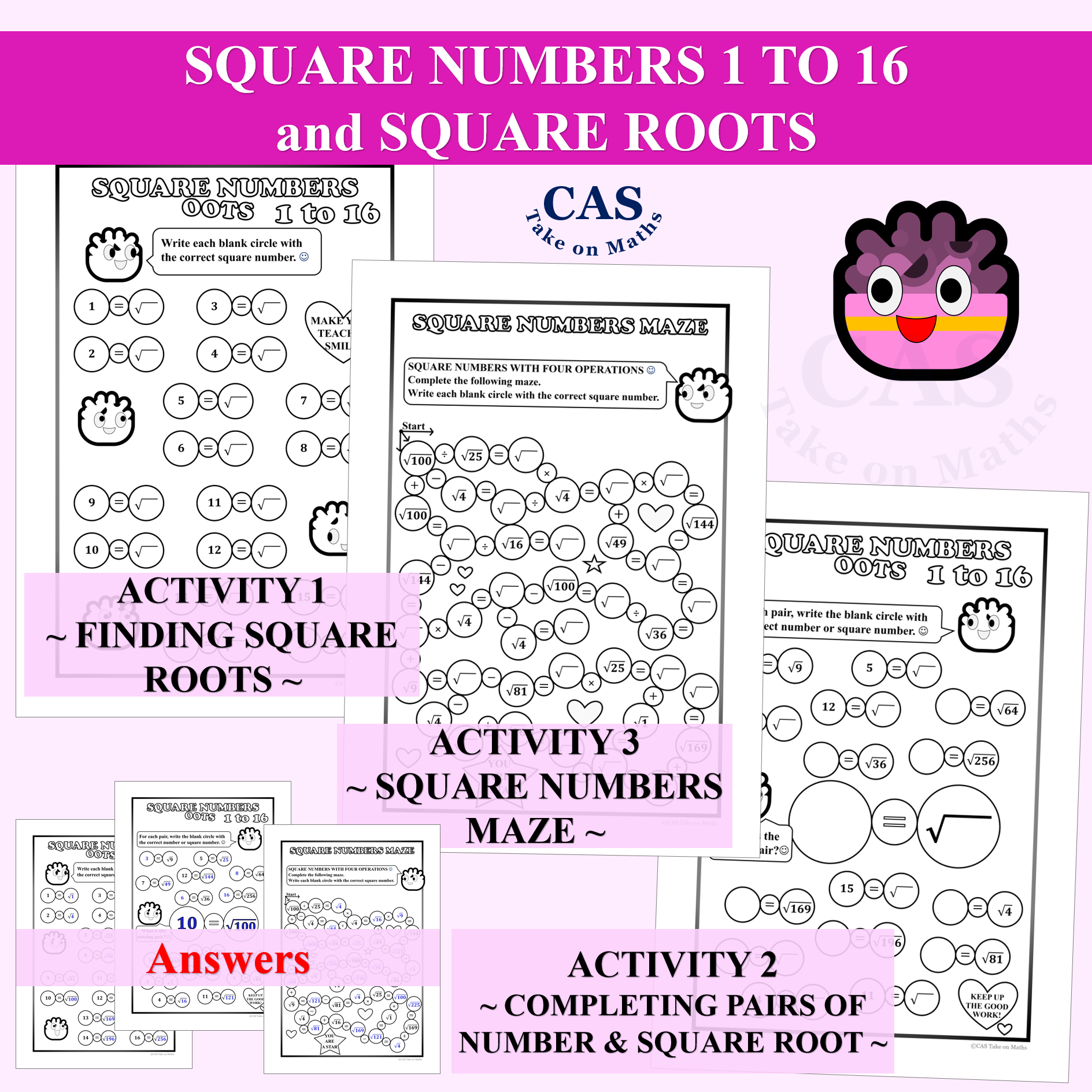 Square Numbers 1 To 16 U0026 Square Roots Fun Activity Made By Teachers