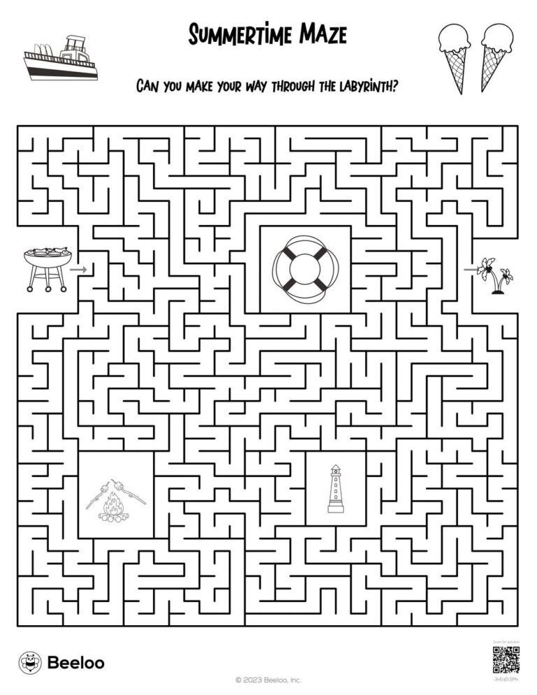 Summer themed Mazes Beeloo Printable Crafts And Activities For Kids