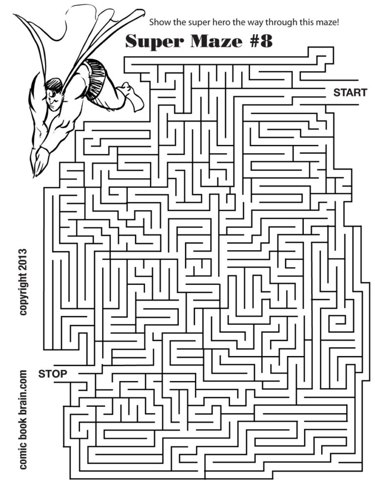 Super Superhero Maze Number 8 Kids Maze Activity Page To Print Out Worksheets Library