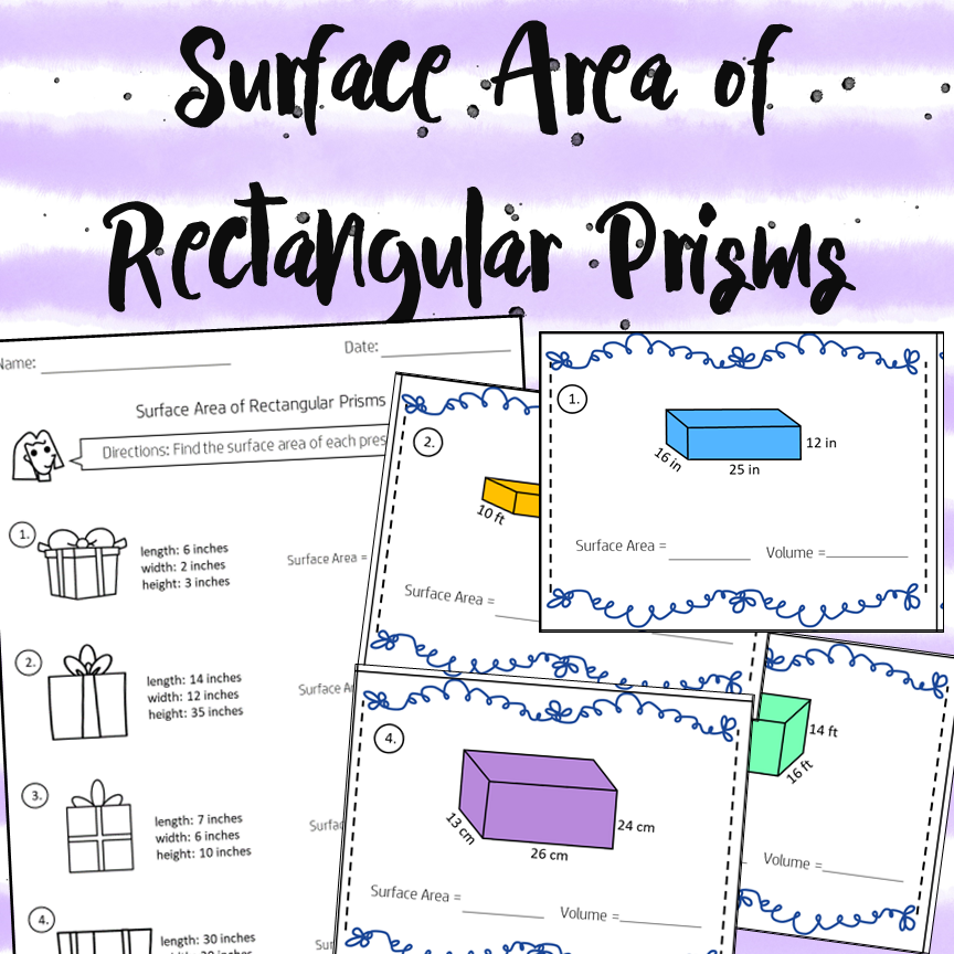 Surface Area Of Rectangular Prisms Worksheets Payhip