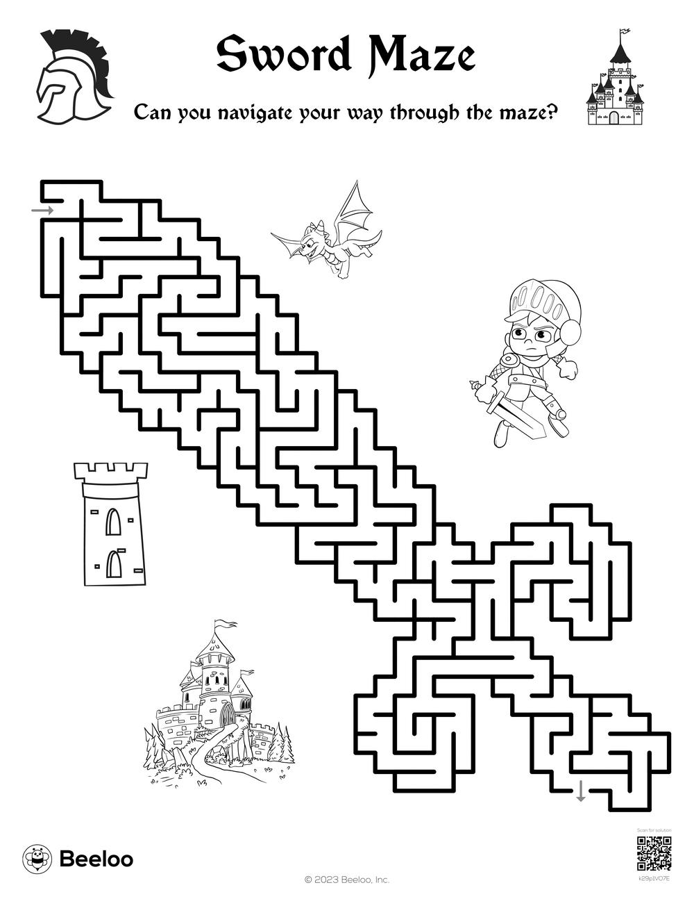 Sword Maze Beeloo Printable Crafts And Activities For Kids