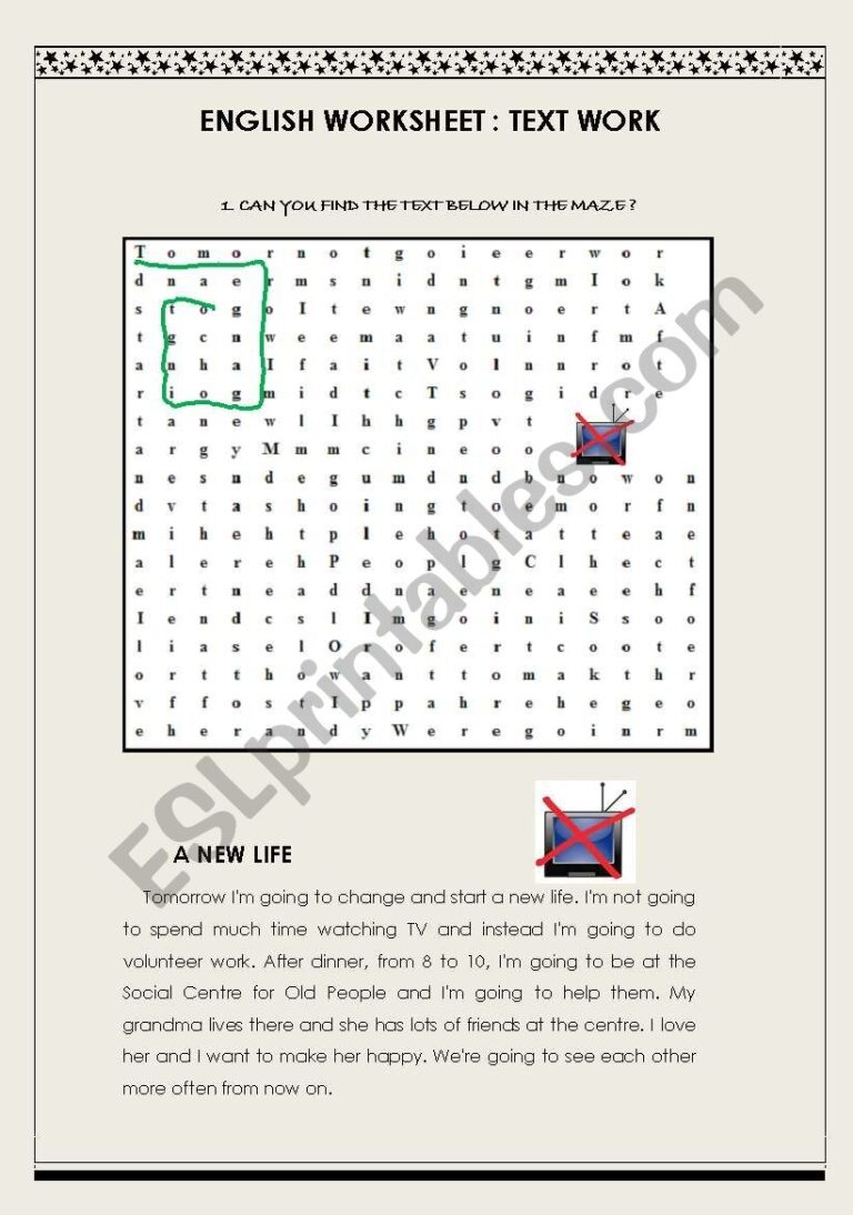Text Maze A New Life ESL Worksheet By Alexandraoliveira