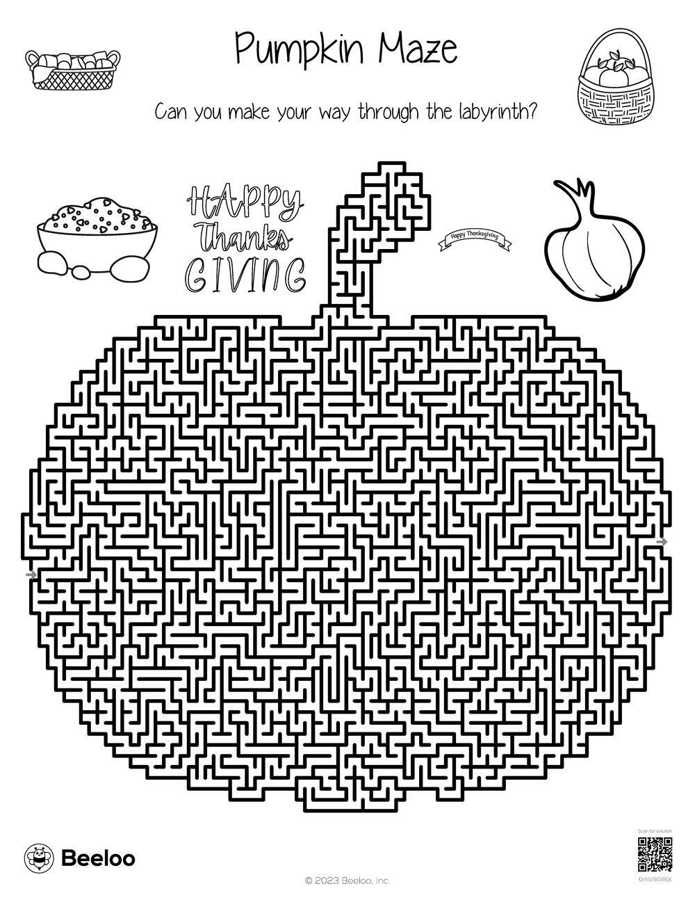 Thanksgiving themed Mazes Beeloo Printable Crafts And Activities 