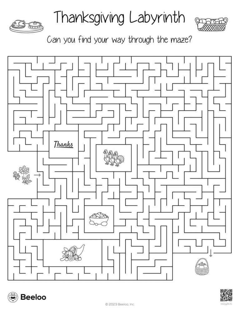 Thanksgiving themed Mazes Beeloo Printable Crafts And Activities For Kids