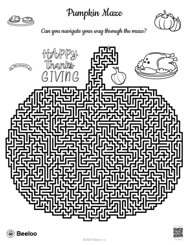 Thanksgiving themed Mazes Beeloo Printable Crafts And Activities For Kids