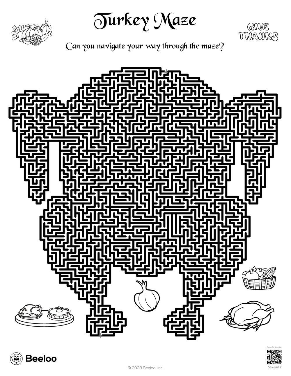Thanksgiving themed Mazes Beeloo Printable Crafts And Activities 