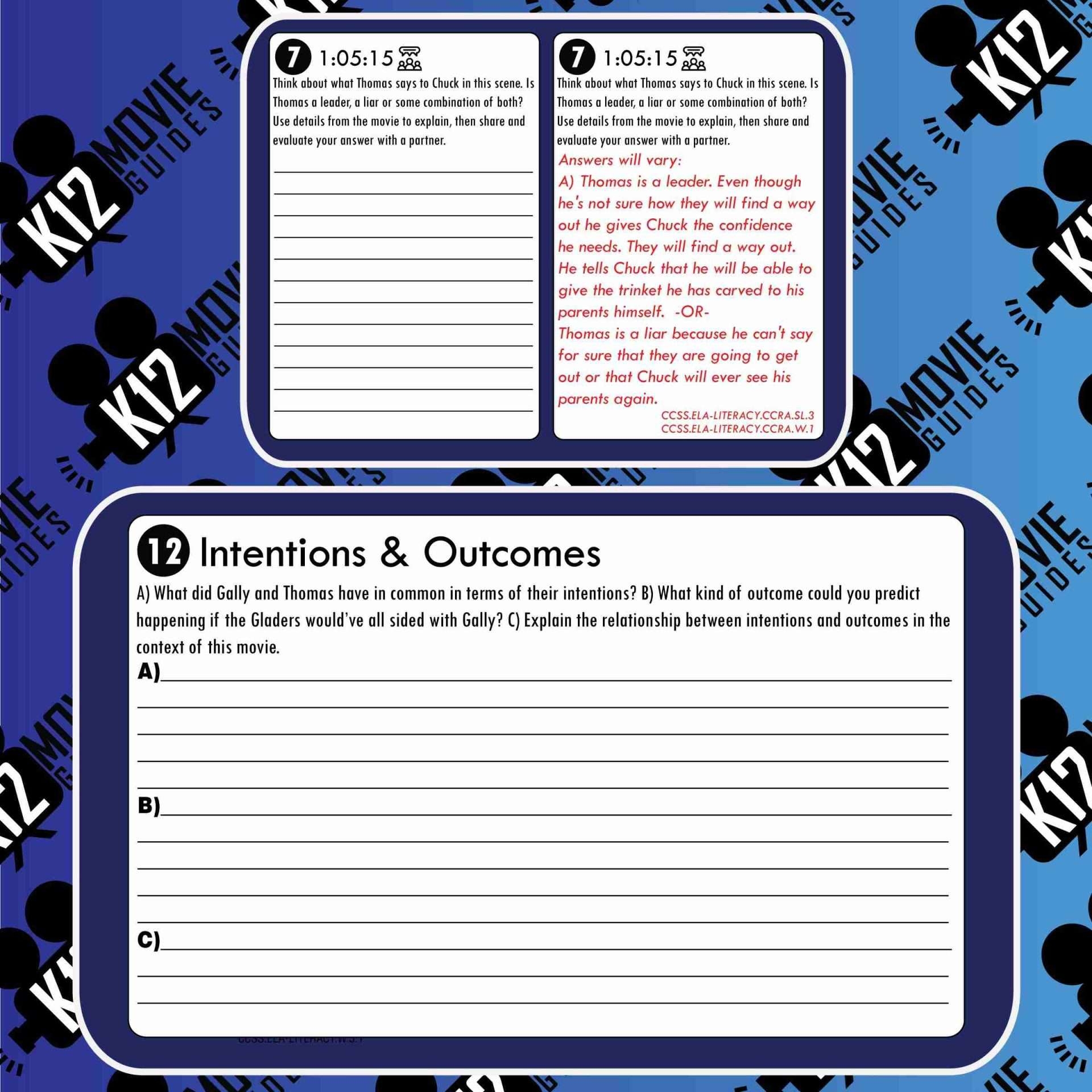 The Maze Runner Movie Guide Questions Worksheet PG13 2014 