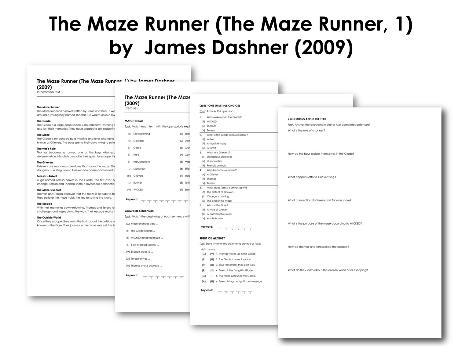 The Maze Runner Worksheets