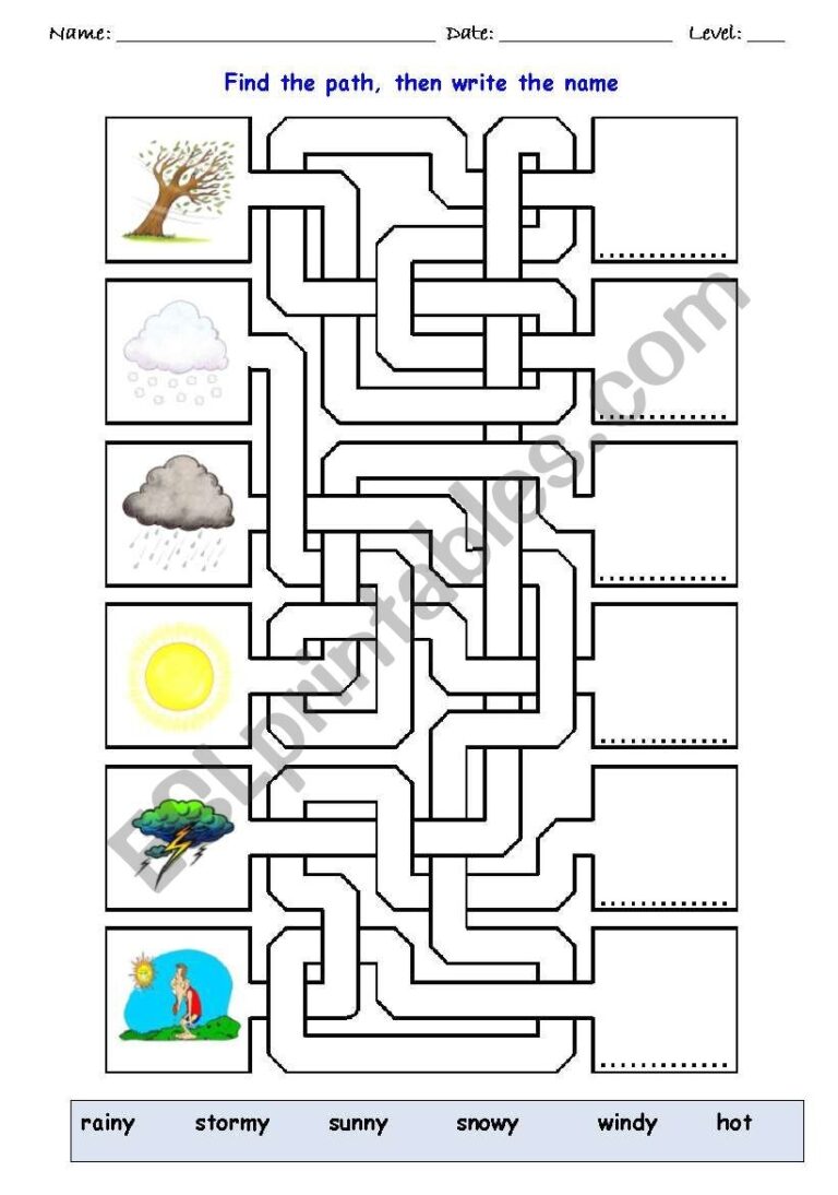 The Weather Maze ESL Worksheet By Isabelzr