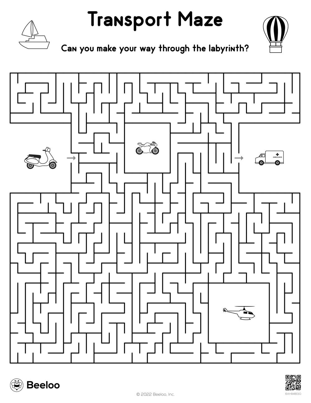 Transport Maze Beeloo Printable Crafts And Activities For Kids