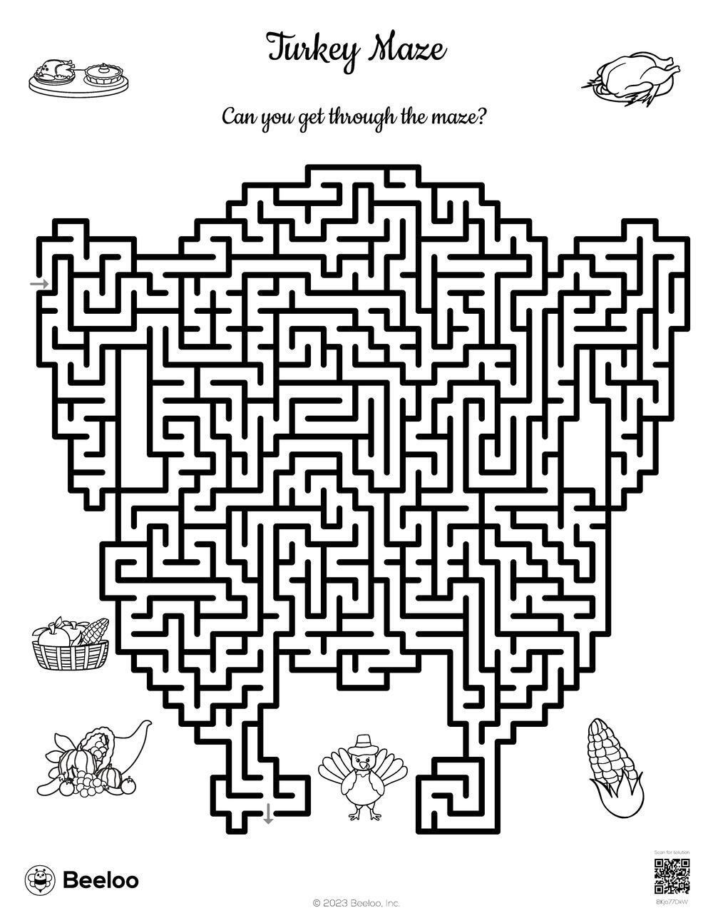 Turkey Maze Beeloo Printable Crafts And Activities For Kids