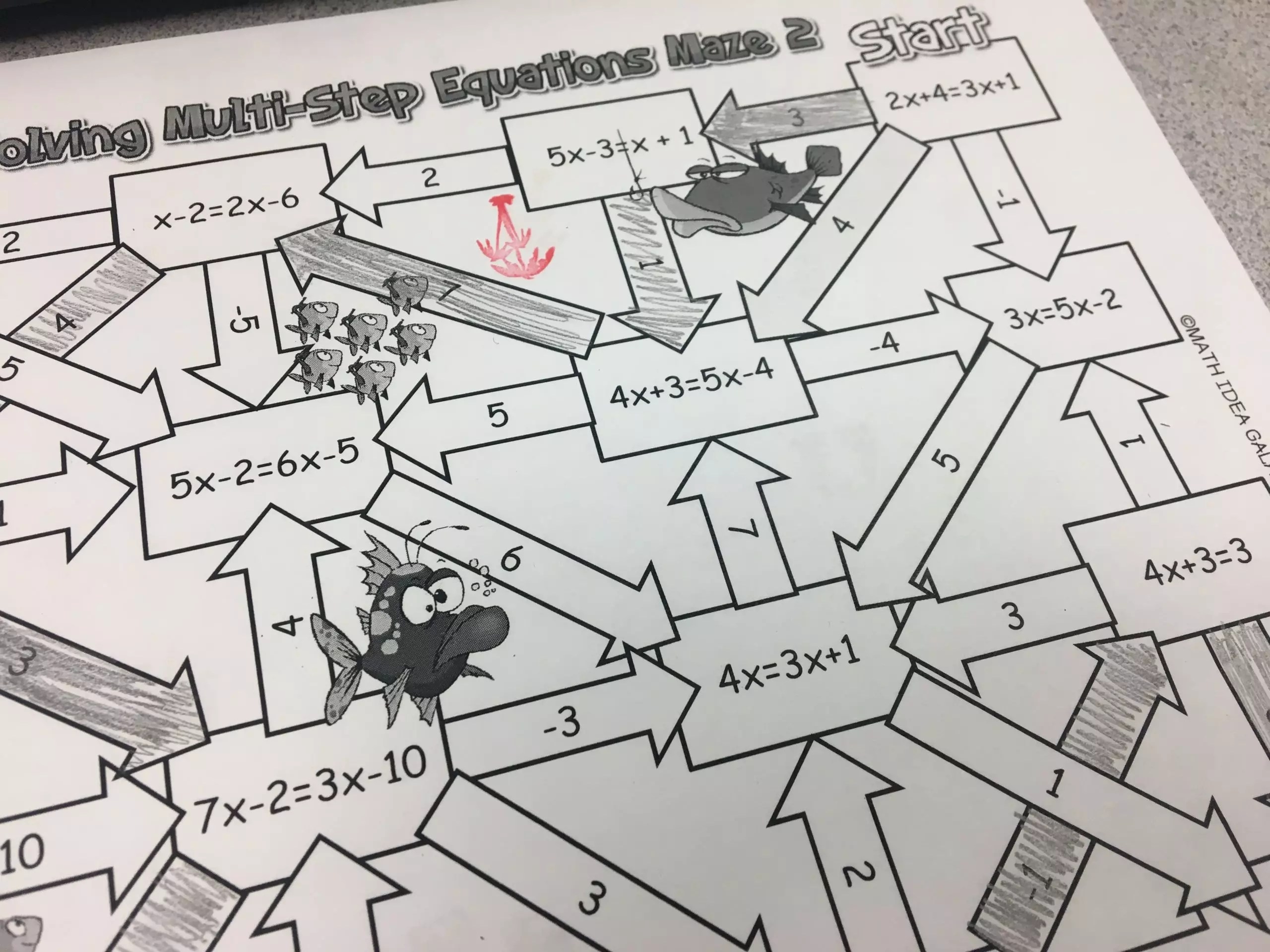 Two Step Equation Maze Worksheets Library