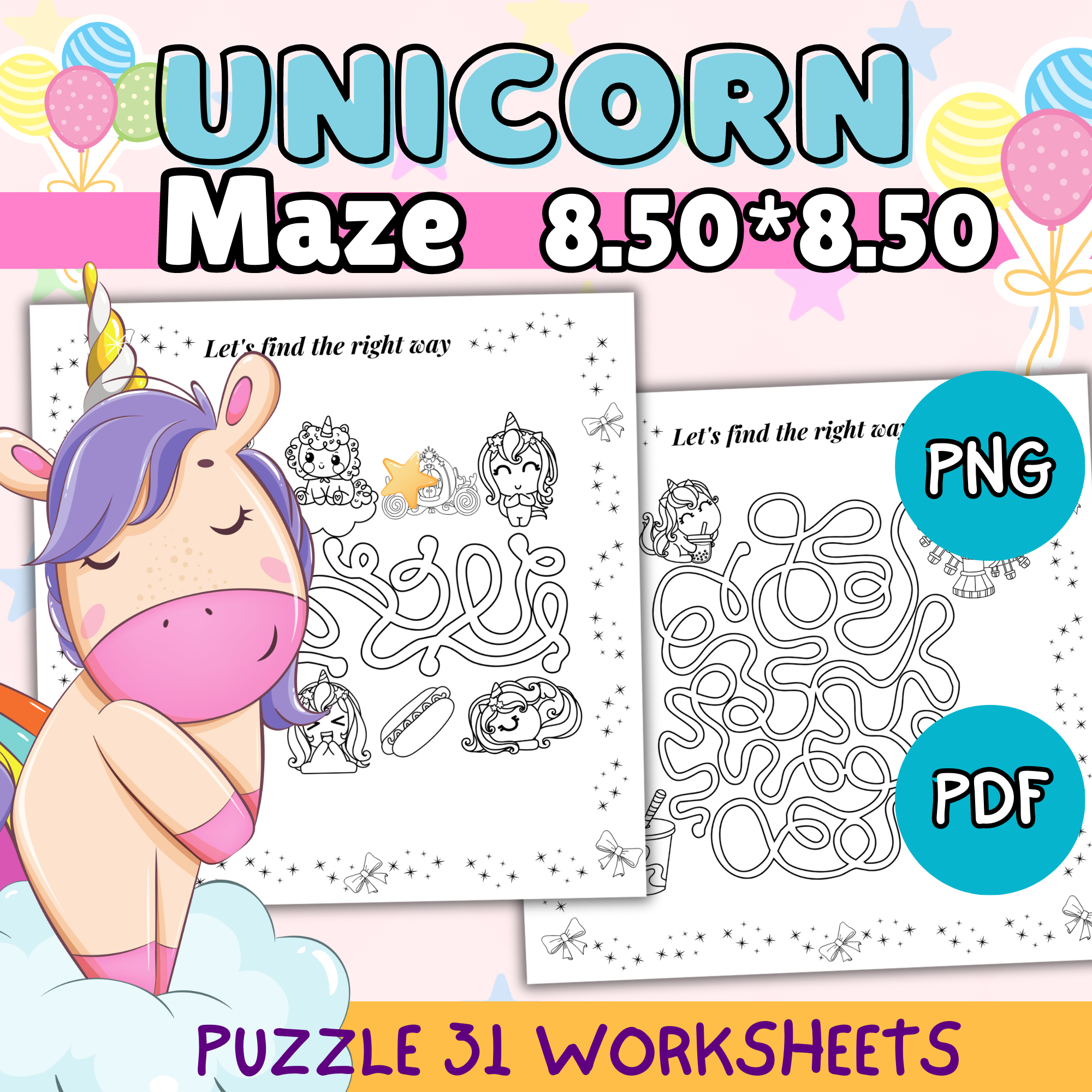 Unicorn Fine Motor And Mazes Activity For Preschoolers