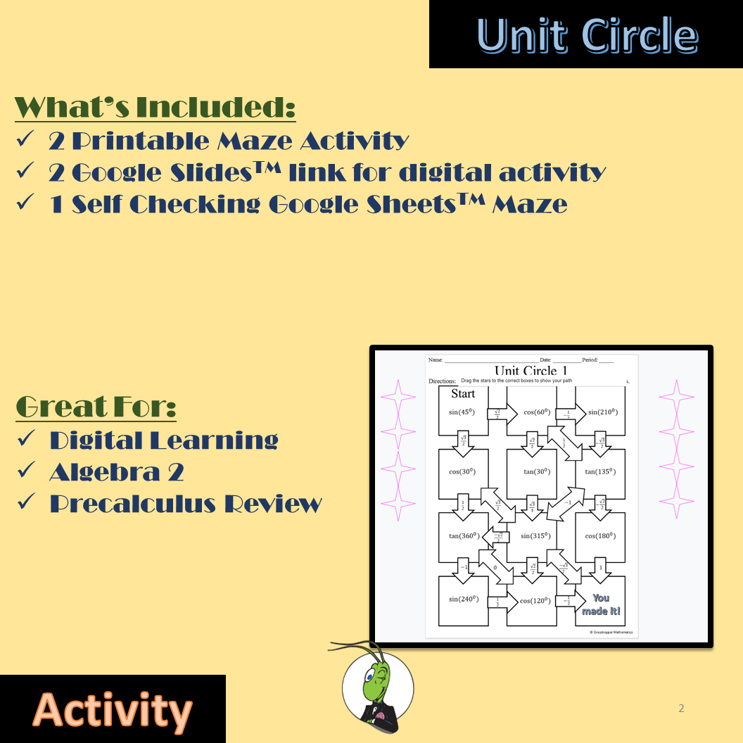 Unit Circle Maze Worksheet