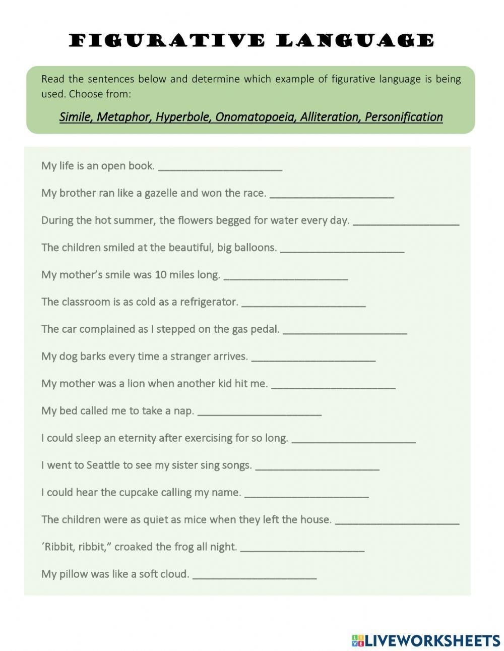 Maze Runner Figurative Language Worksheet Answers