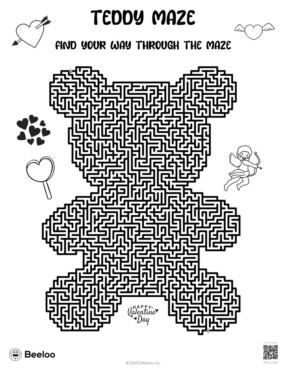 Valentine themed Mazes Beeloo Printable Crafts And Activities 