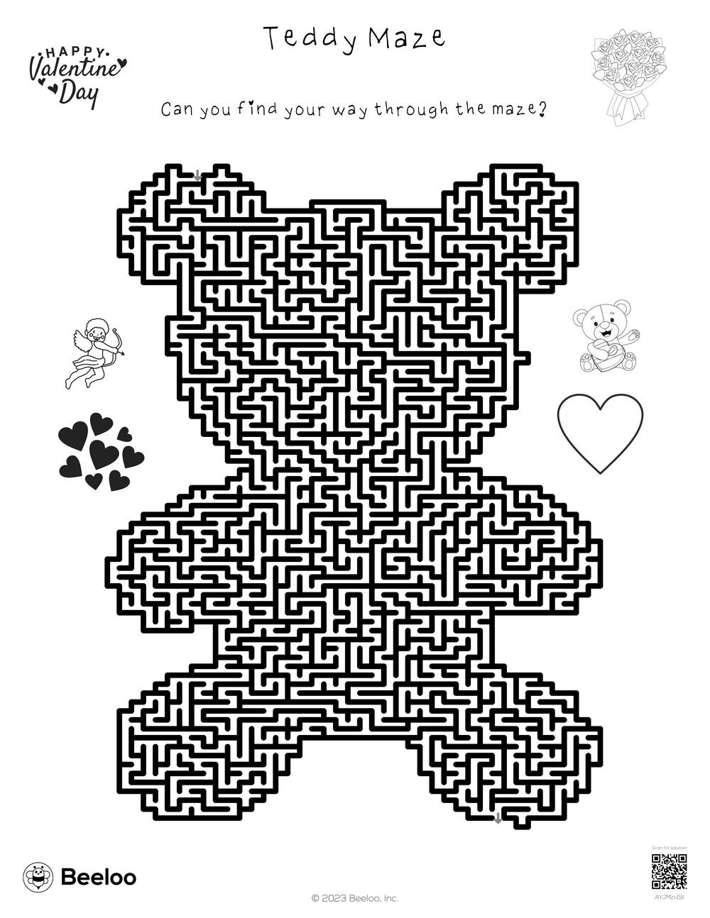 Valentine themed Mazes Beeloo Printable Crafts And Activities 