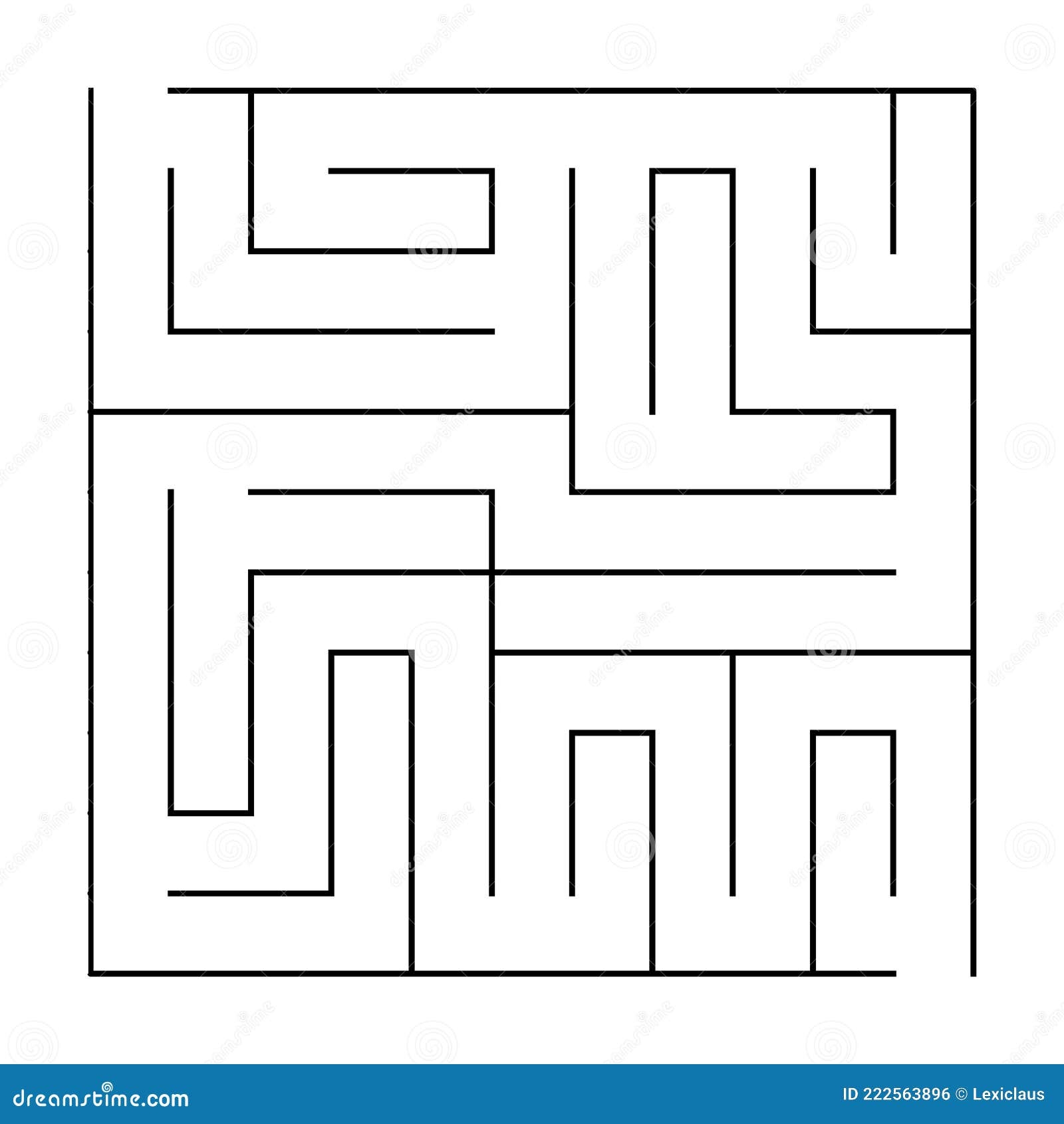Vector Square Maze Template Blank Black And White Labyrinth Game 