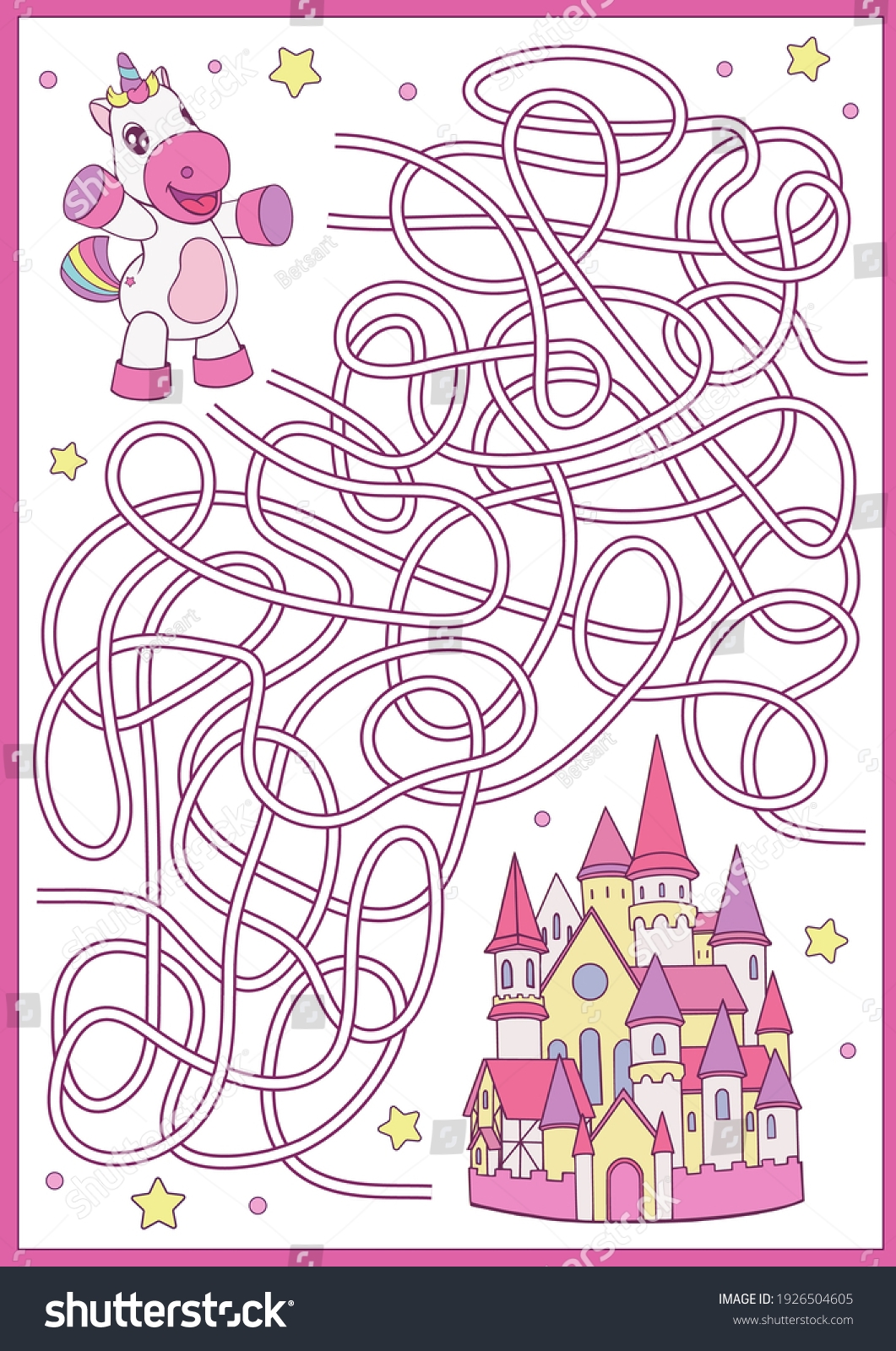 Vektor Stok Kids Game Cute Unicorn Maze Puzzle Tanpa Royalti 1926504605 Shutterstock