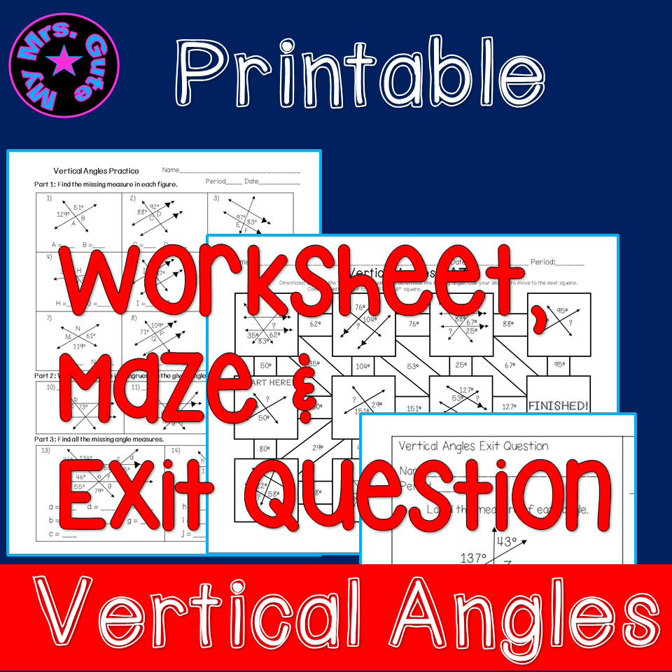 Vertical Angles Math Notes Worksheet Maze Print Or Digital Made By Teachers