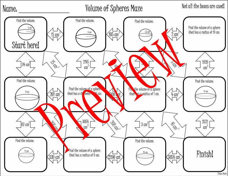 Volume Of Spheres Maze TEK 8 7A Made By Teachers