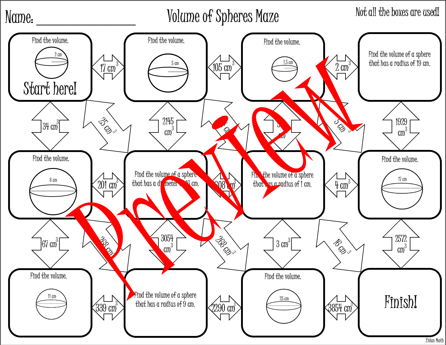 Volume Of Spheres Maze TEK 8 7A Made By Teachers