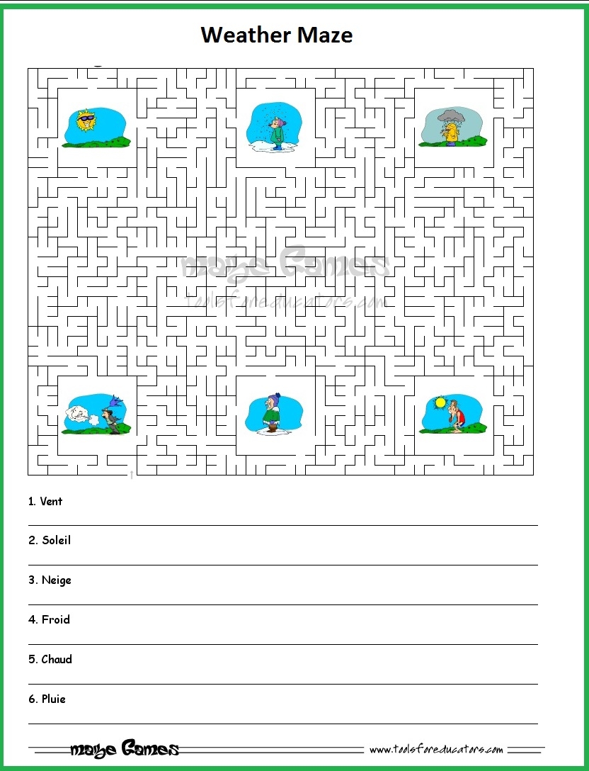 Weather Maze Labyrinthe Sur Le Temps French Facile