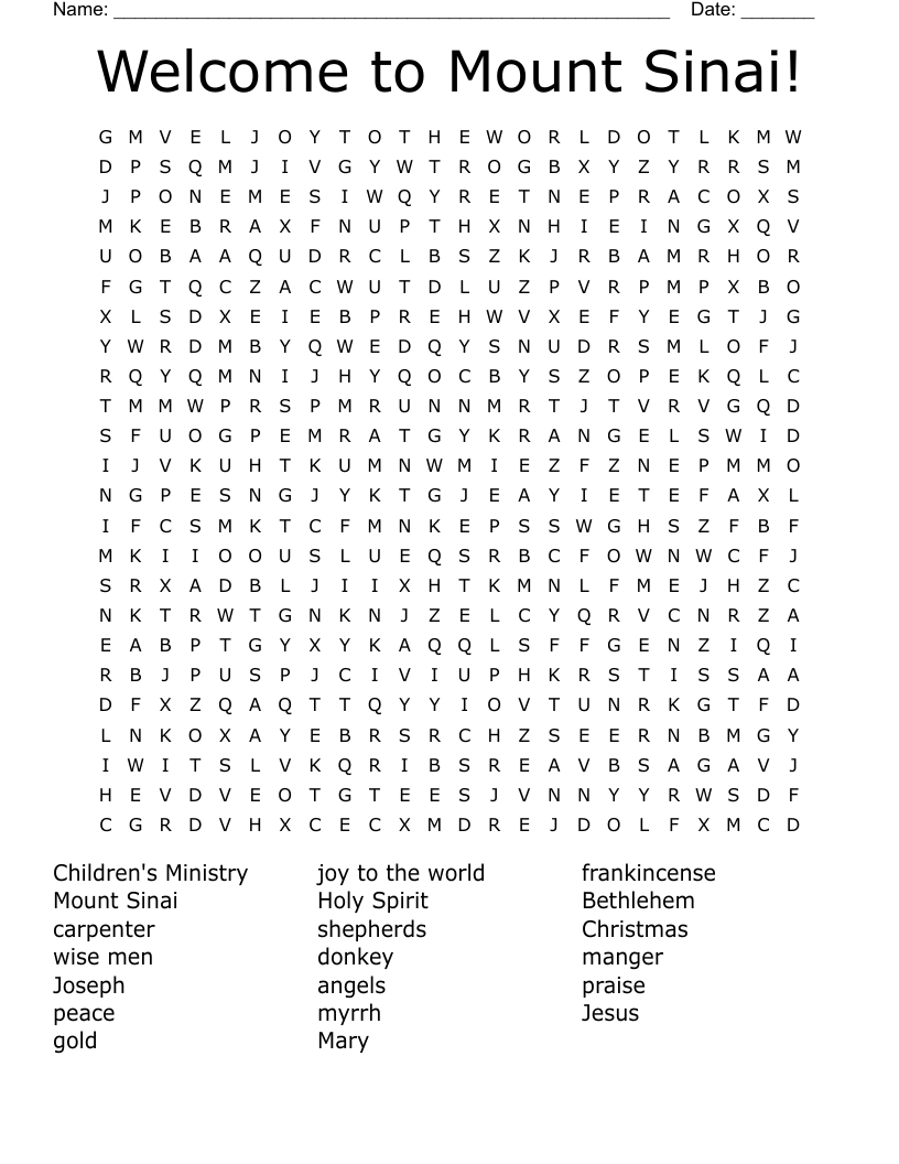 Welcome To Mount Sinai Word Search WordMint
