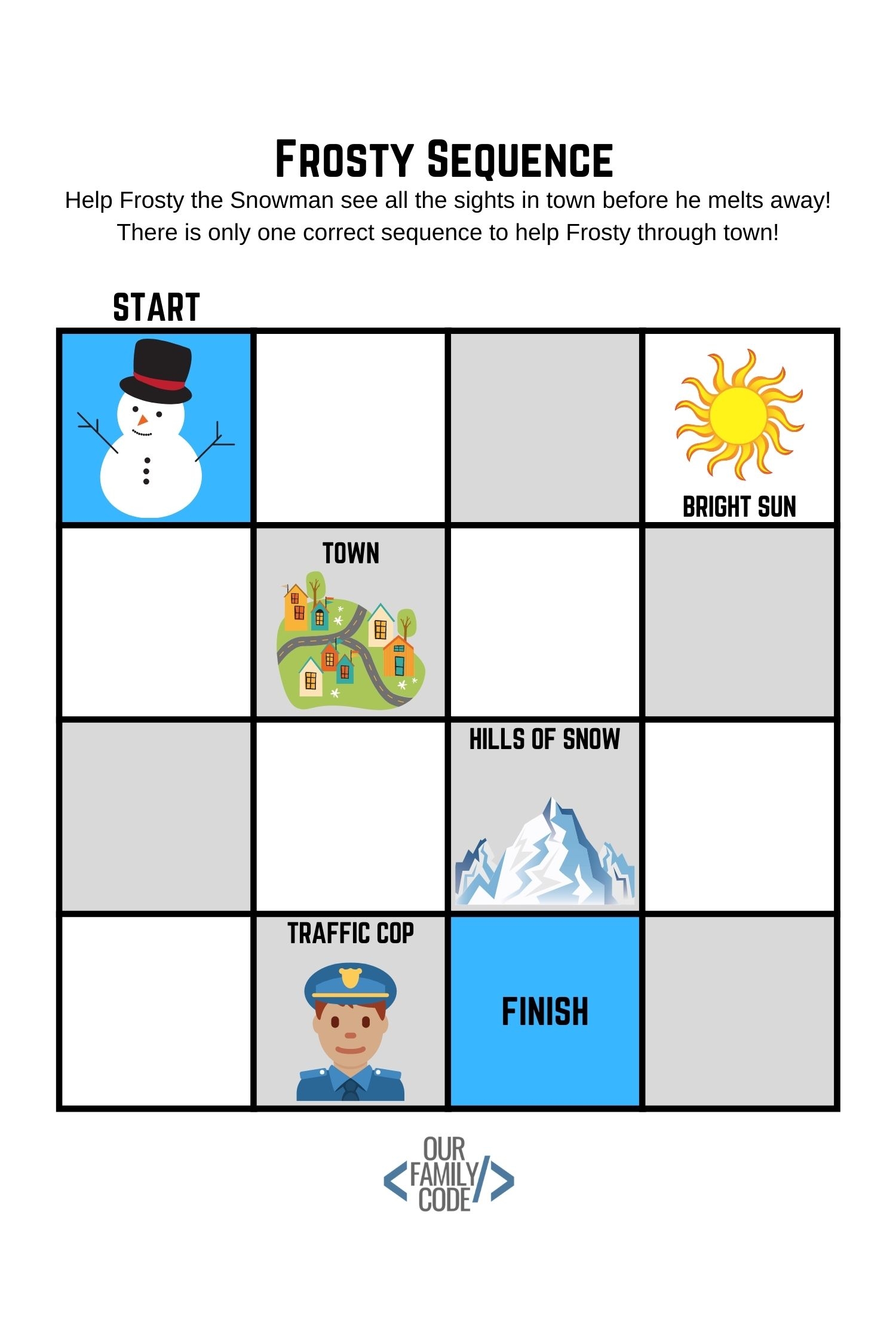 Winter Coding Worksheet Frosty Sequences Our Family Code