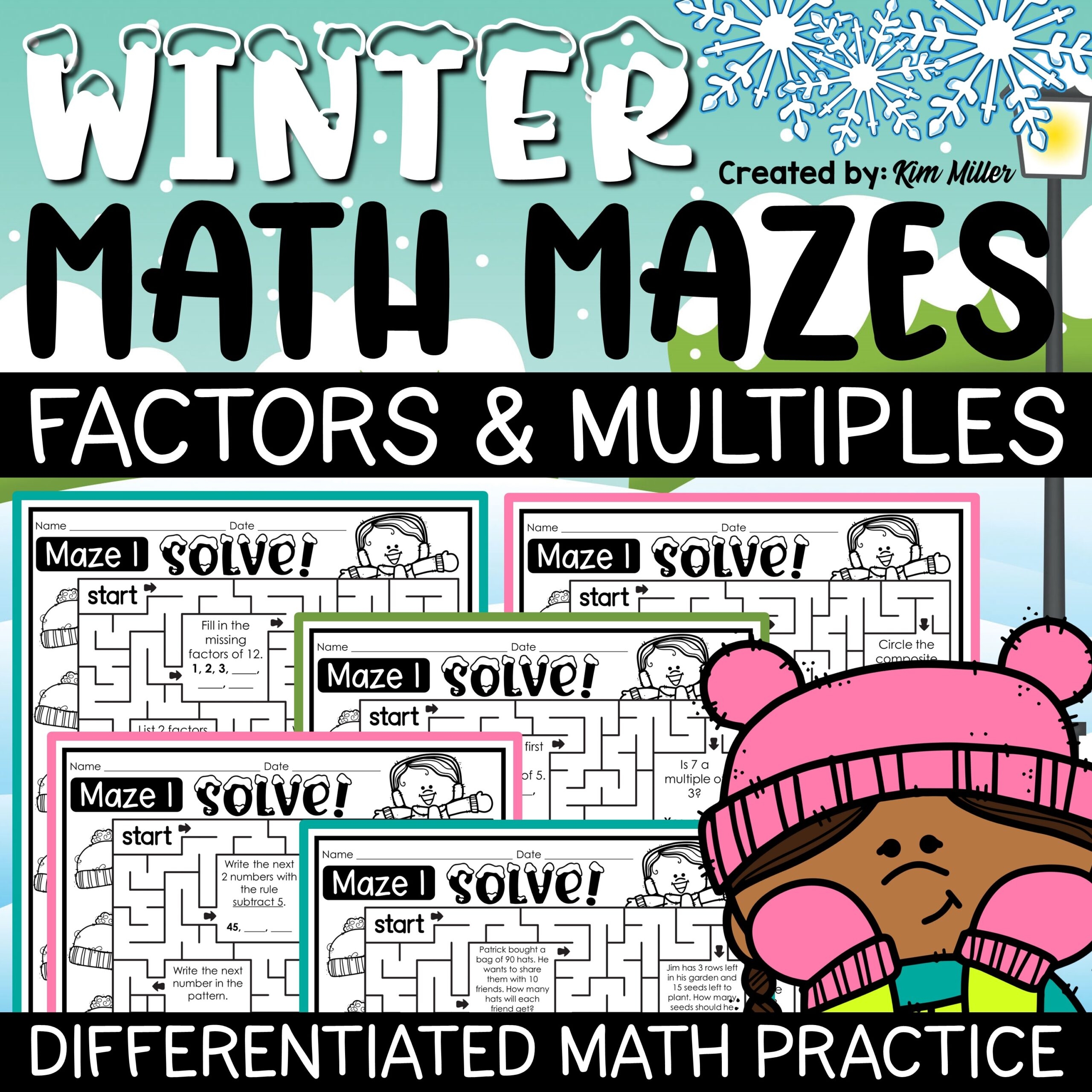 Winter Math Activities Factors Multiples Prime Composite Worksheets Math Mazes A Love Of Teaching Kim Miller